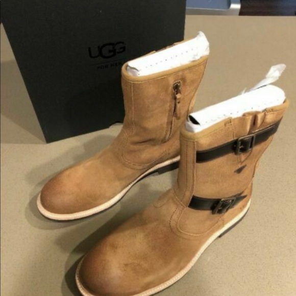 UGG Jaren Leather Biker Buckle Moto Boots display picture 2